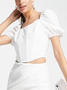 ASOS Jayden Rose Puff Sleeve Corset Top